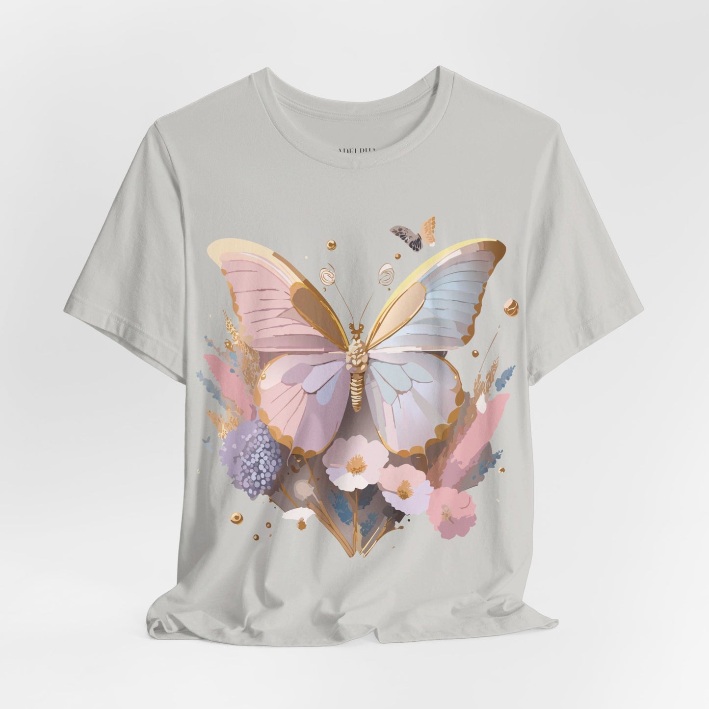 Natural Cotton Tee Shirt with Butterfly