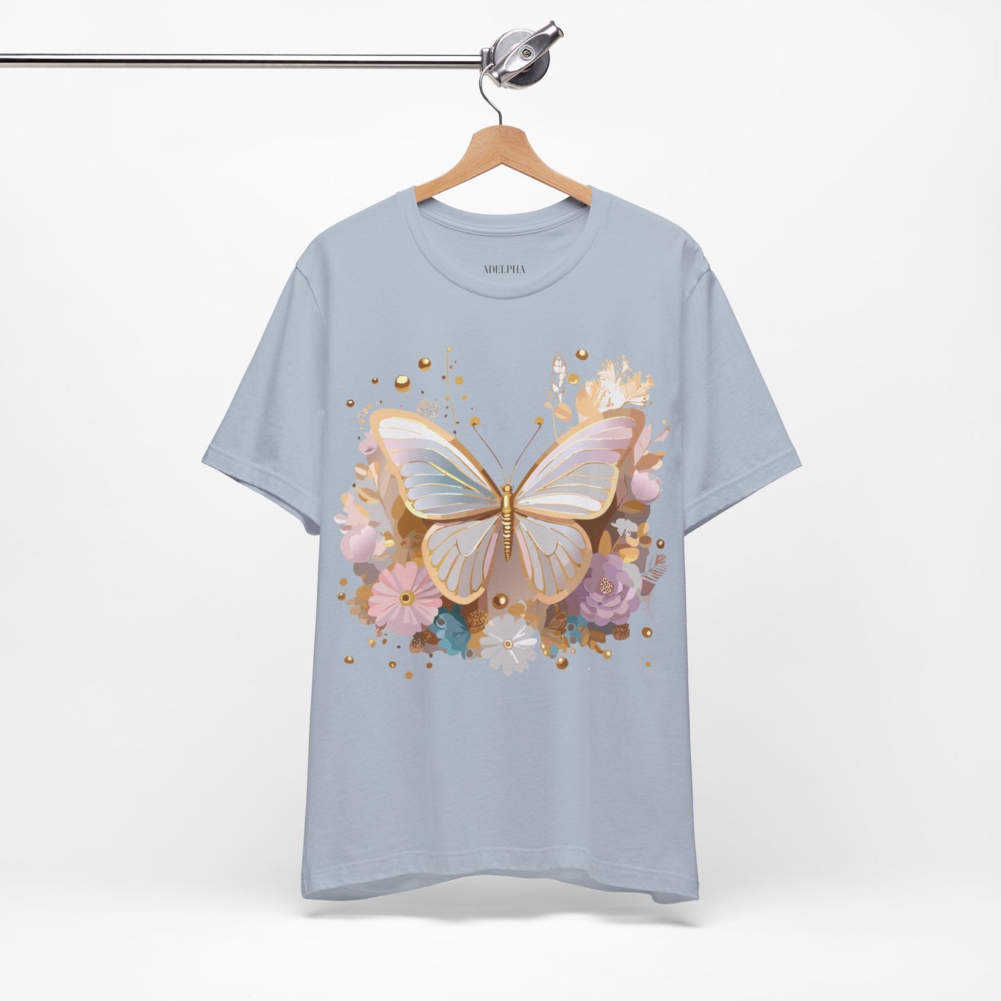 Natural Cotton Tee Shirt with Butterfly