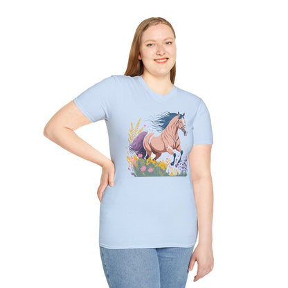 Unisex Horse Shirt With Animal Design Gildan Softstyle 64000 Tee