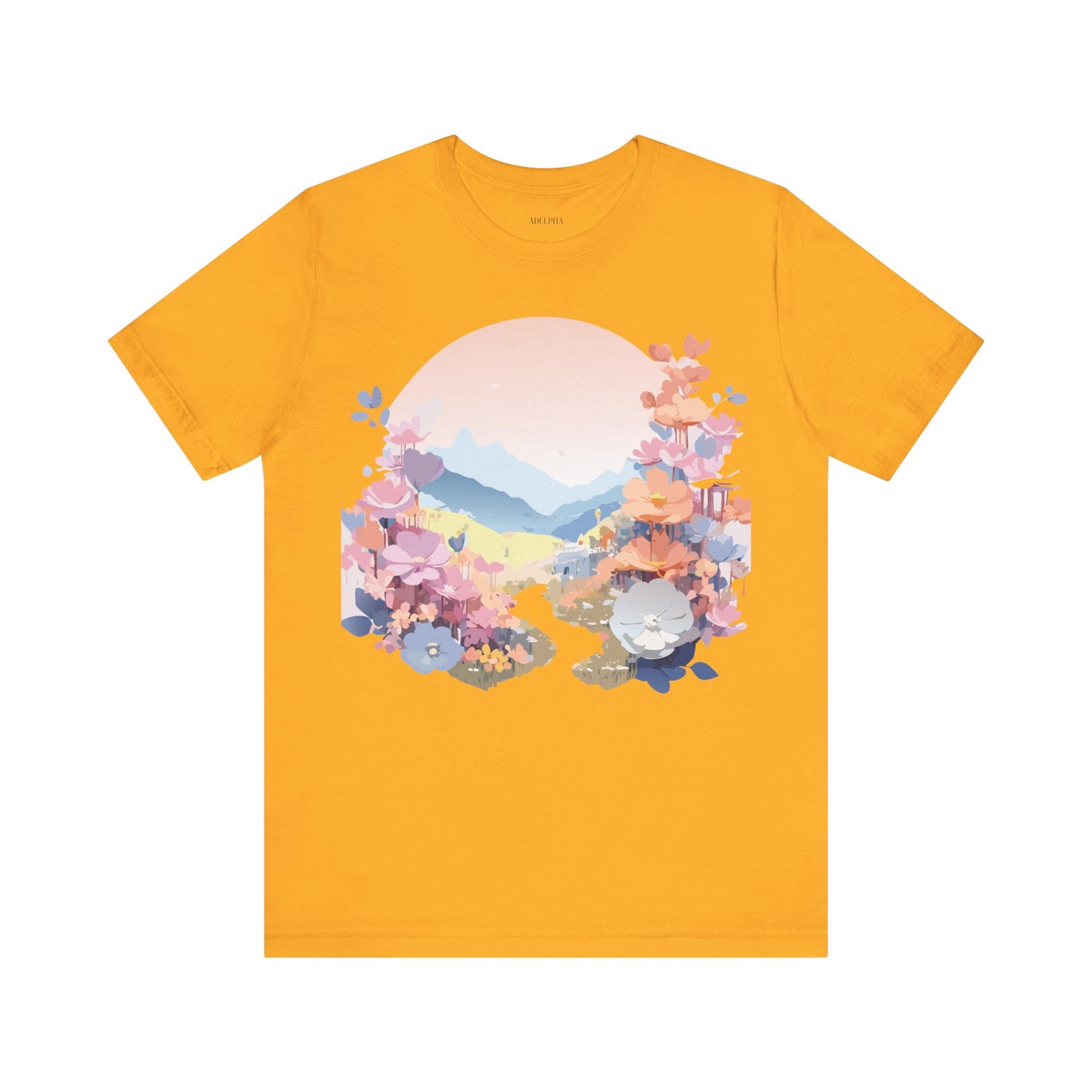 Natural Cotton Tee Shirt with Flowers