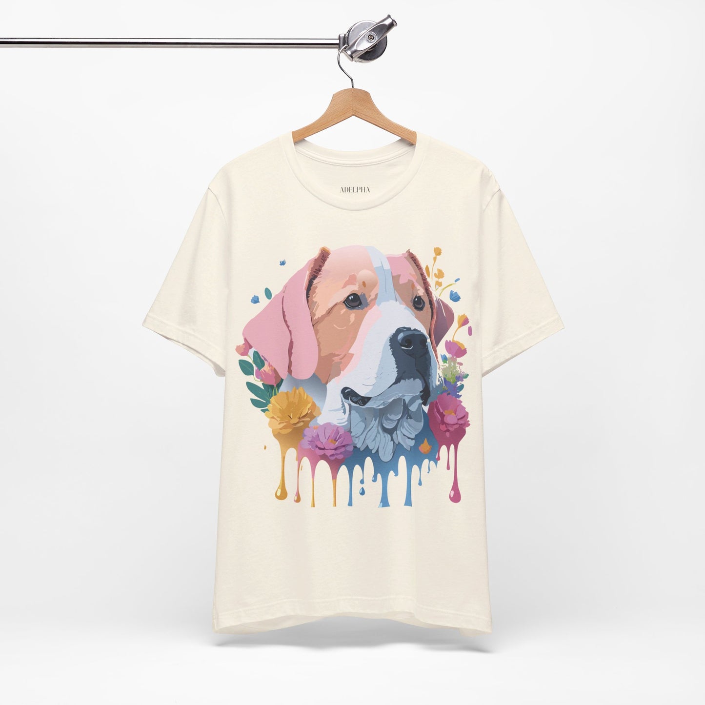 Natural Cotton Tee Shirt with Dog