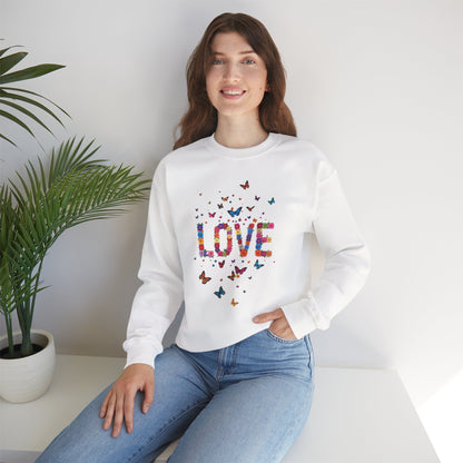 Unisex Floral Love Sweatshirt Fifty Fifty Cotton Poly Valentines Day