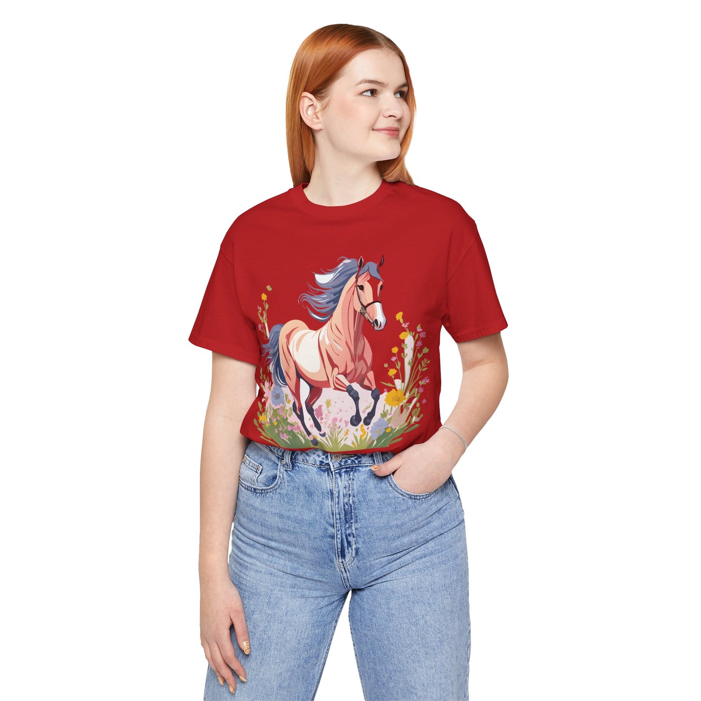 Natural Cotton Tee Shirt with Horse