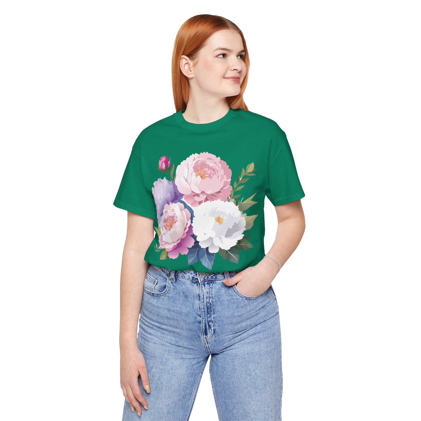 T-Shirt aus natürlicher Baumwolle mit Blumen