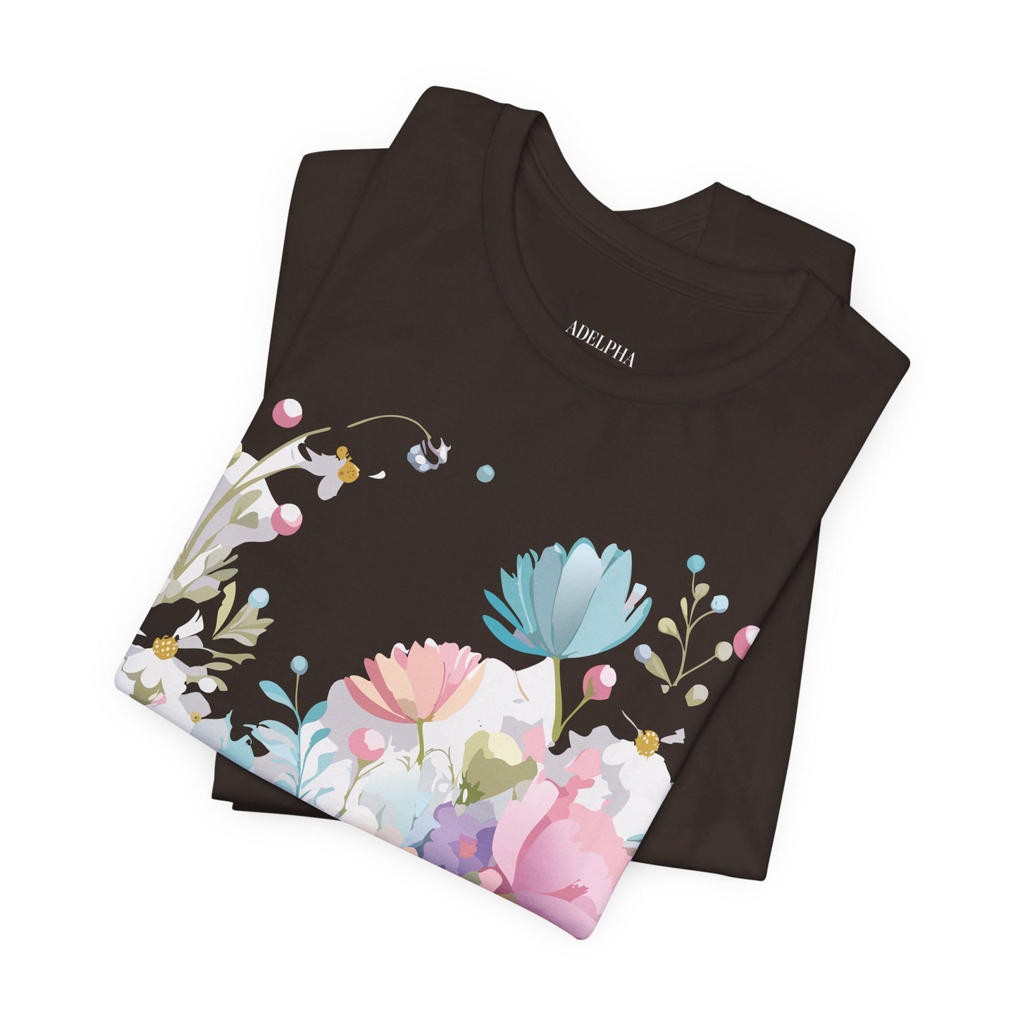 Natural Cotton Tee Shirt with Flowers