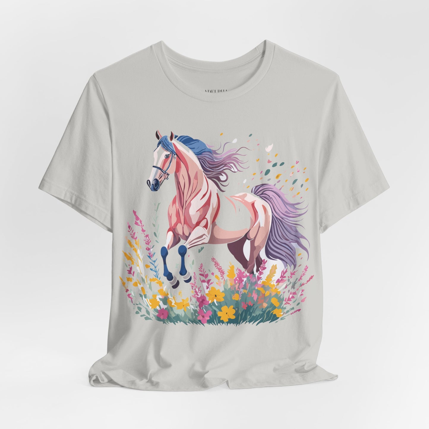 Natural Cotton Tee Shirt with Horse