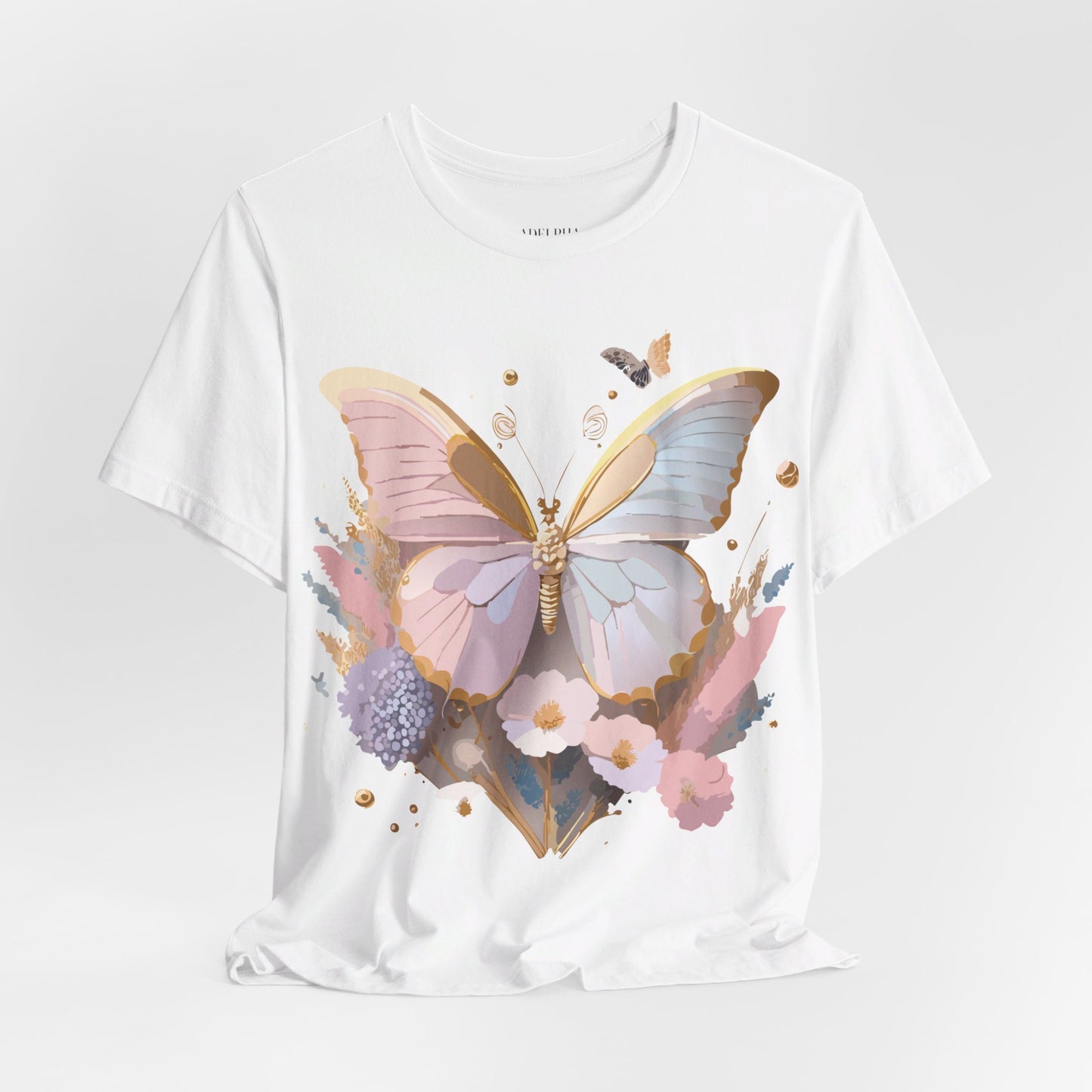 Natural Cotton Tee Shirt with Butterfly