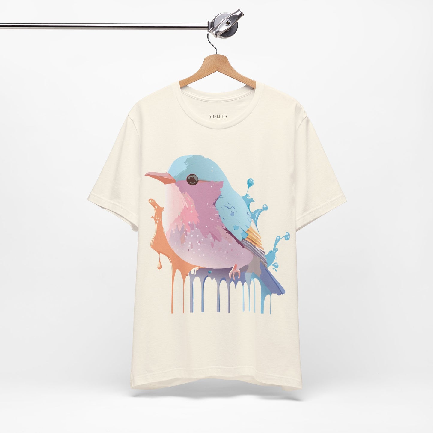 Natural Cotton Tee Shirt with Bird