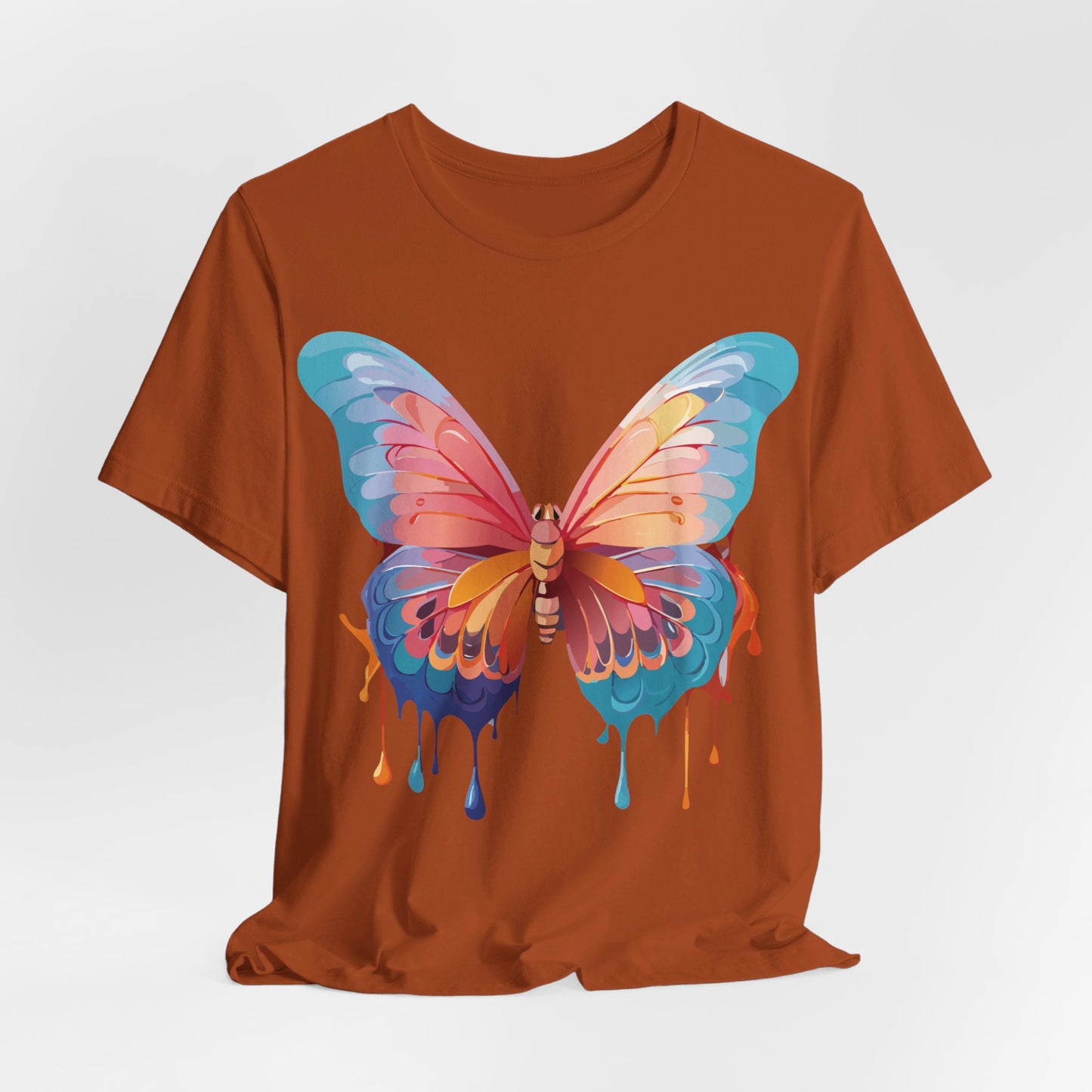 Natural Cotton Tee Shirt with Butterfly