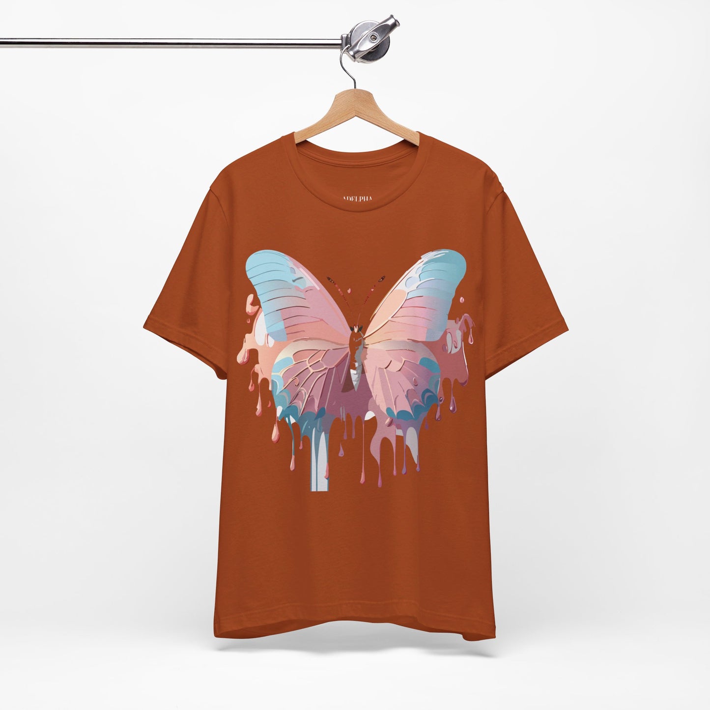 Natural Cotton Tee Shirt with Butterfly