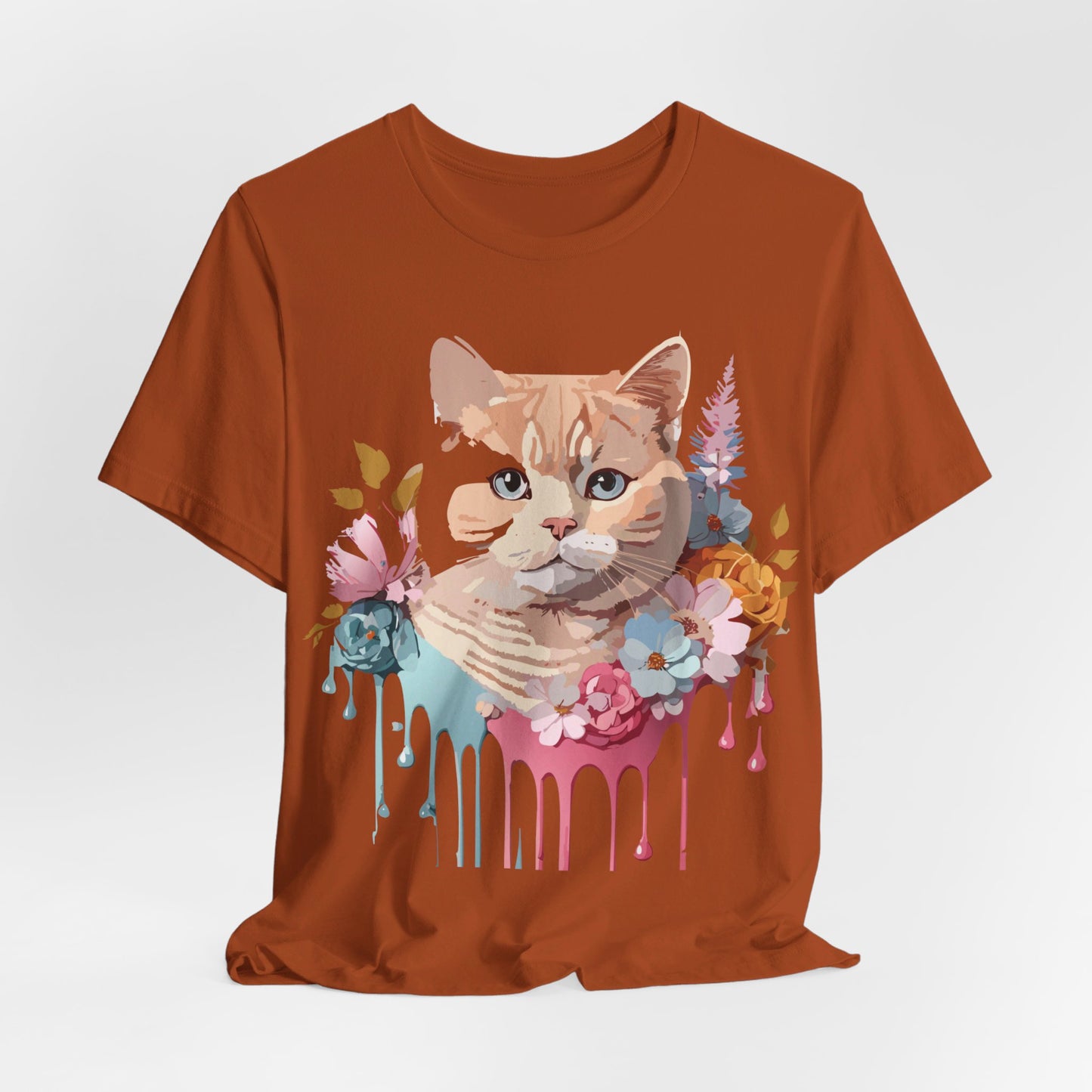 Natural Cotton Tee Shirt with Cat