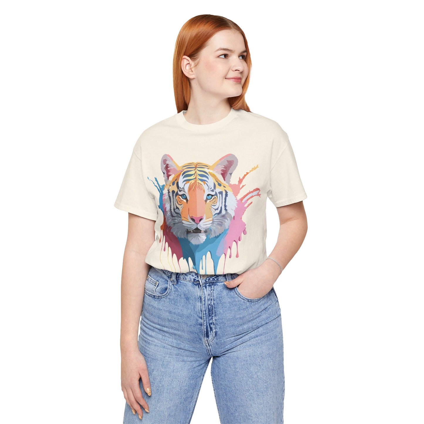 Natural Cotton Tee Shirt with Tiger