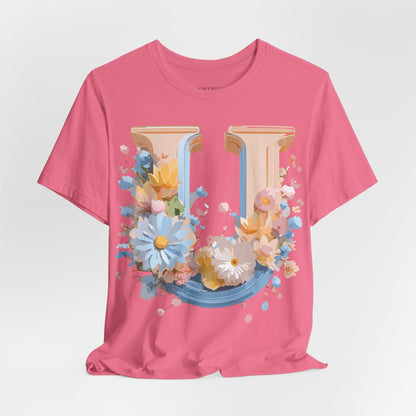 Natural Cotton Tee Shirt - Letters Collection - U Printify