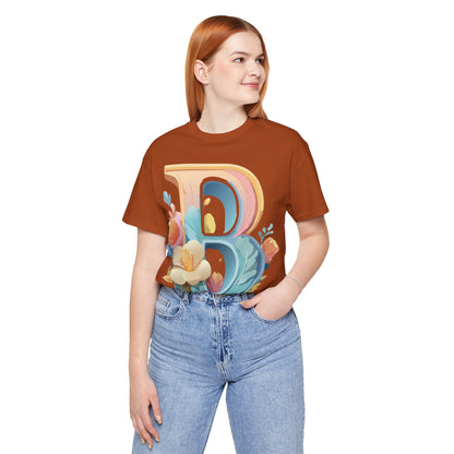 Natural Cotton Tee Shirt - Letters Collection - B Printify