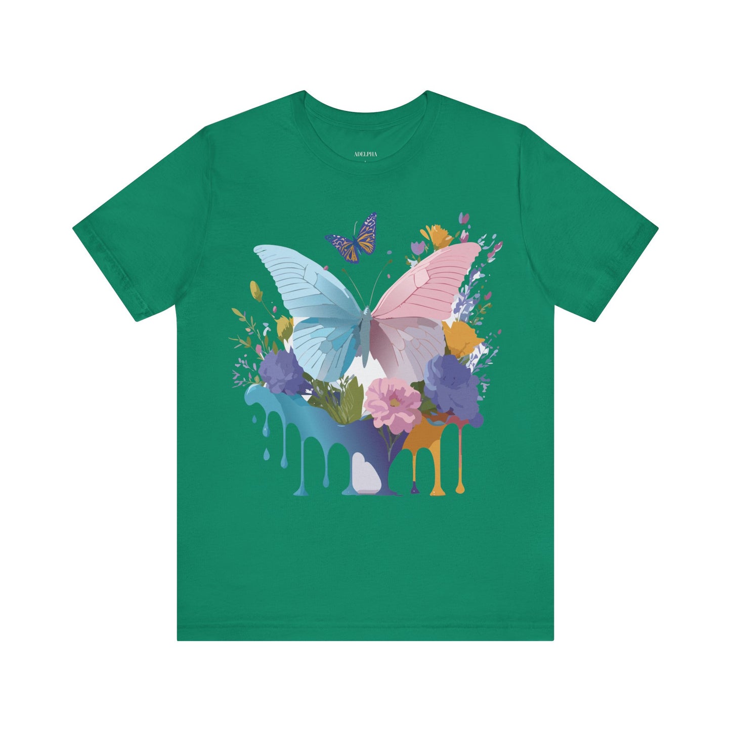 Natural Cotton Tee Shirt with Butterfly