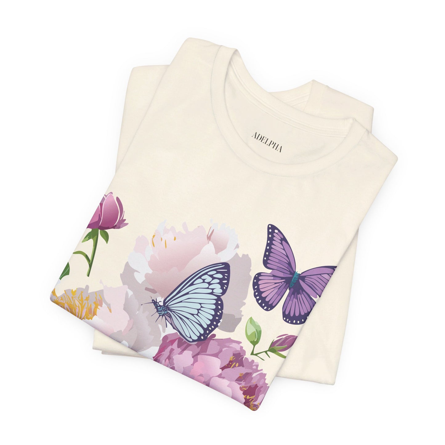 T-shirt en coton naturel avec fleurs