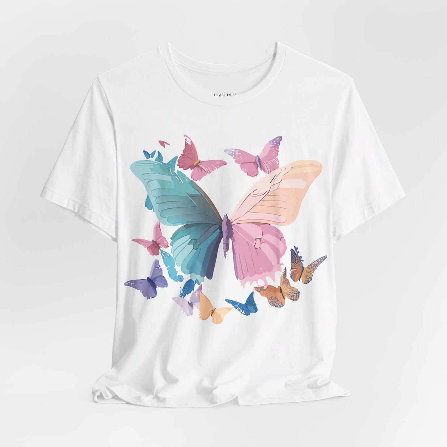 Natural Cotton Tee Shirt with Butterfly