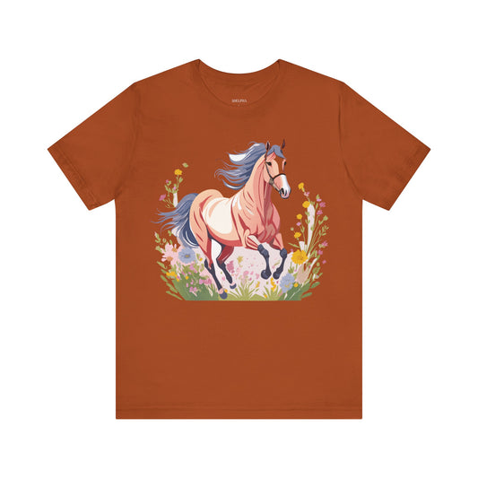 Natural Cotton Tee Shirt with Horse