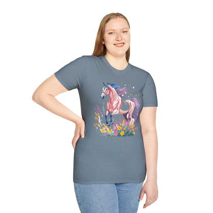 Horse Shirt Unisex Tee Animal Print Gildan Softstyle 64000 Ring Spun Cotton