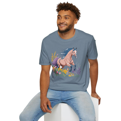 Unisex Horse Shirt With Animal Design Gildan Softstyle 64000 Tee