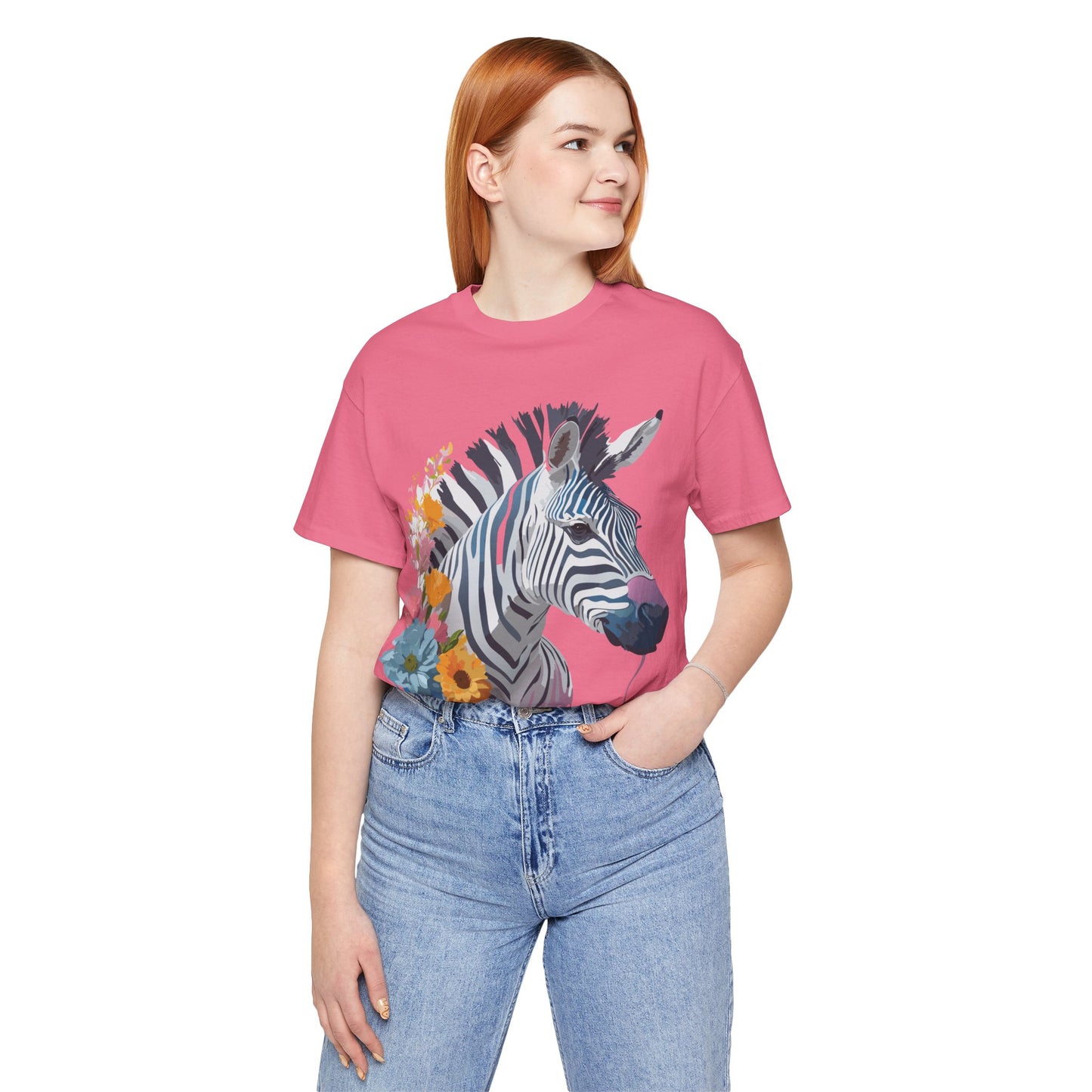 Natural Cotton Tee Shirt with Zebra