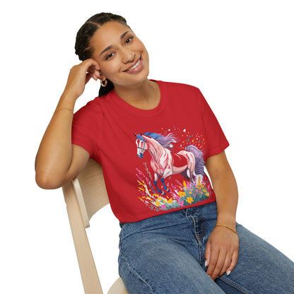 Horse Shirt Unisex Tee Animal Print Gildan Softstyle 64000 Ring Spun Cotton