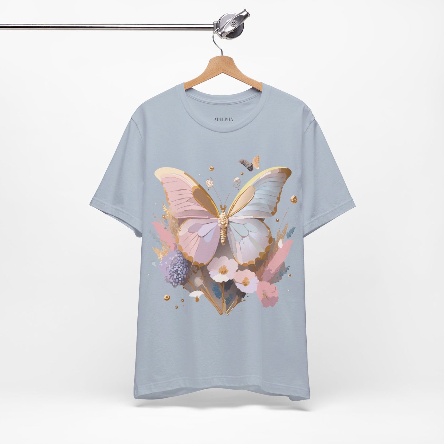 Natural Cotton Tee Shirt with Butterfly