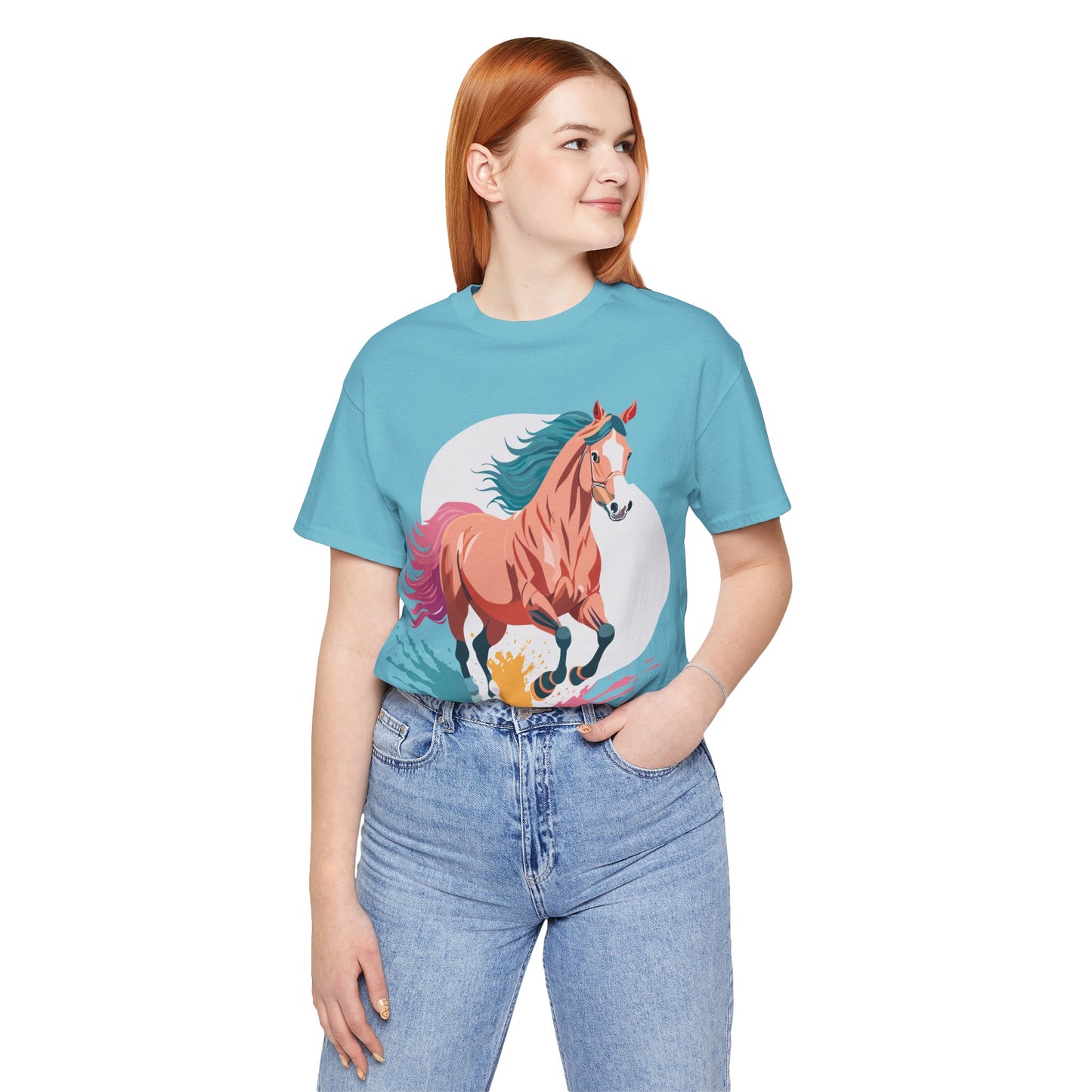 Natural Cotton Tee Shirt with Horse