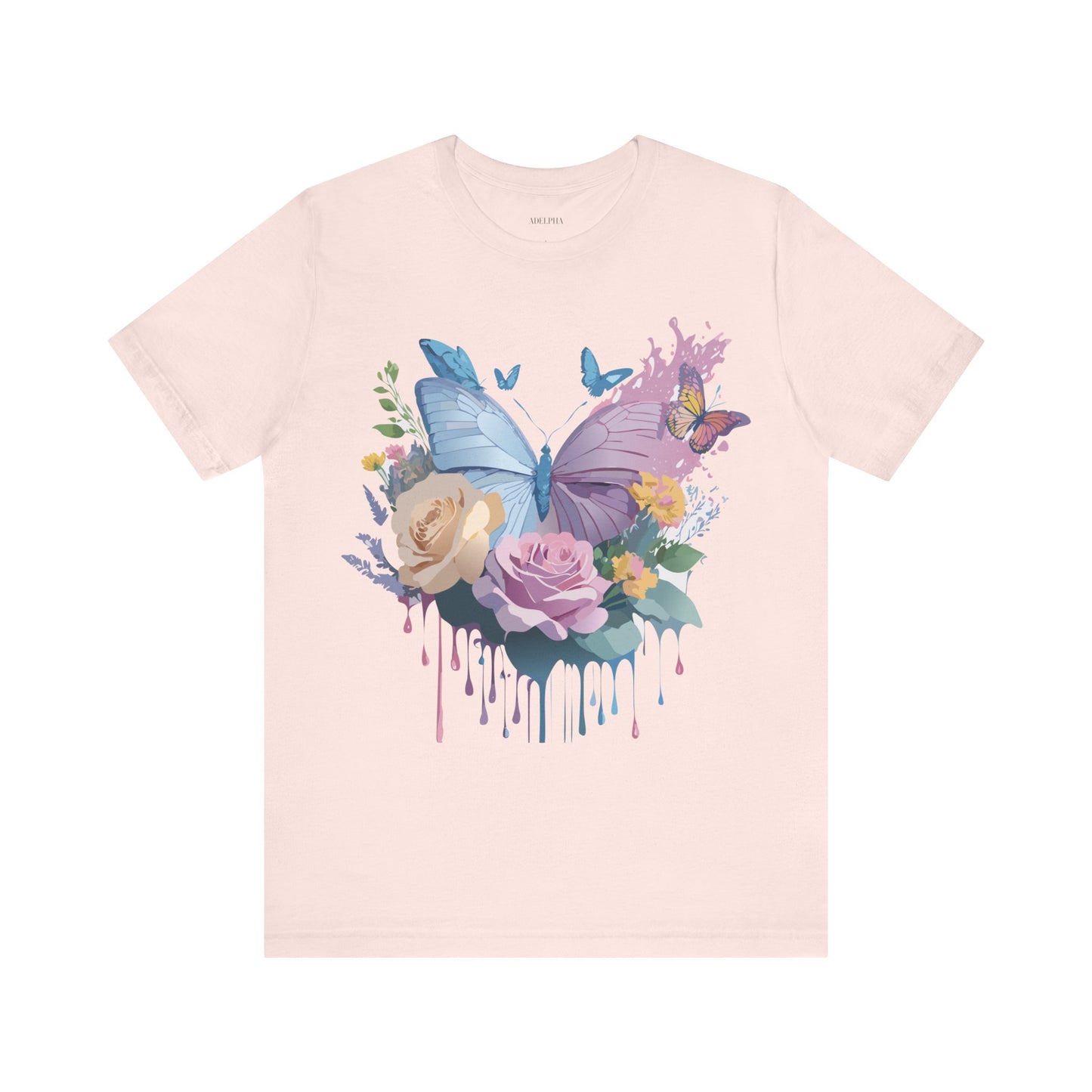 Natural Cotton Tee Shirt with Butterfly