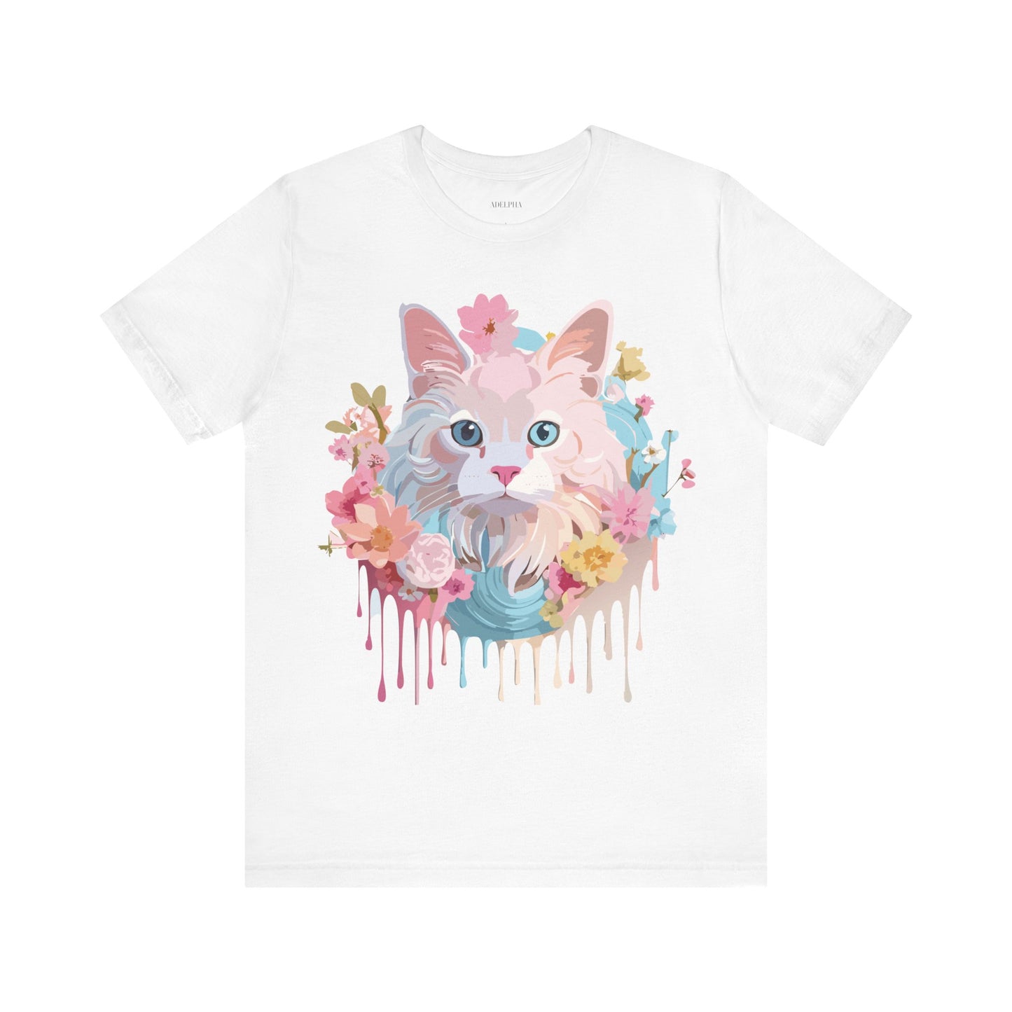 Natural Cotton Tee Shirt with Cat