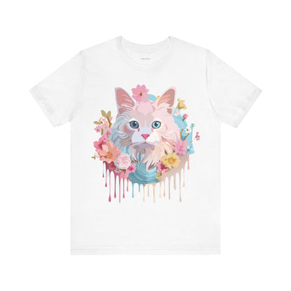 Natural Cotton Tee Shirt with Cat Printify