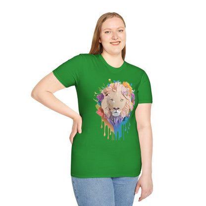 Unisex Lion Shirt Floral Lion Tee Softstyle Gildan 64000 100 Percent Cotton
