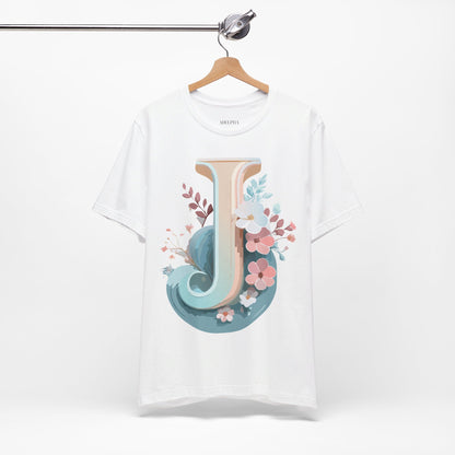 Natural Cotton Tee Shirt - Letters Collection - J Printify