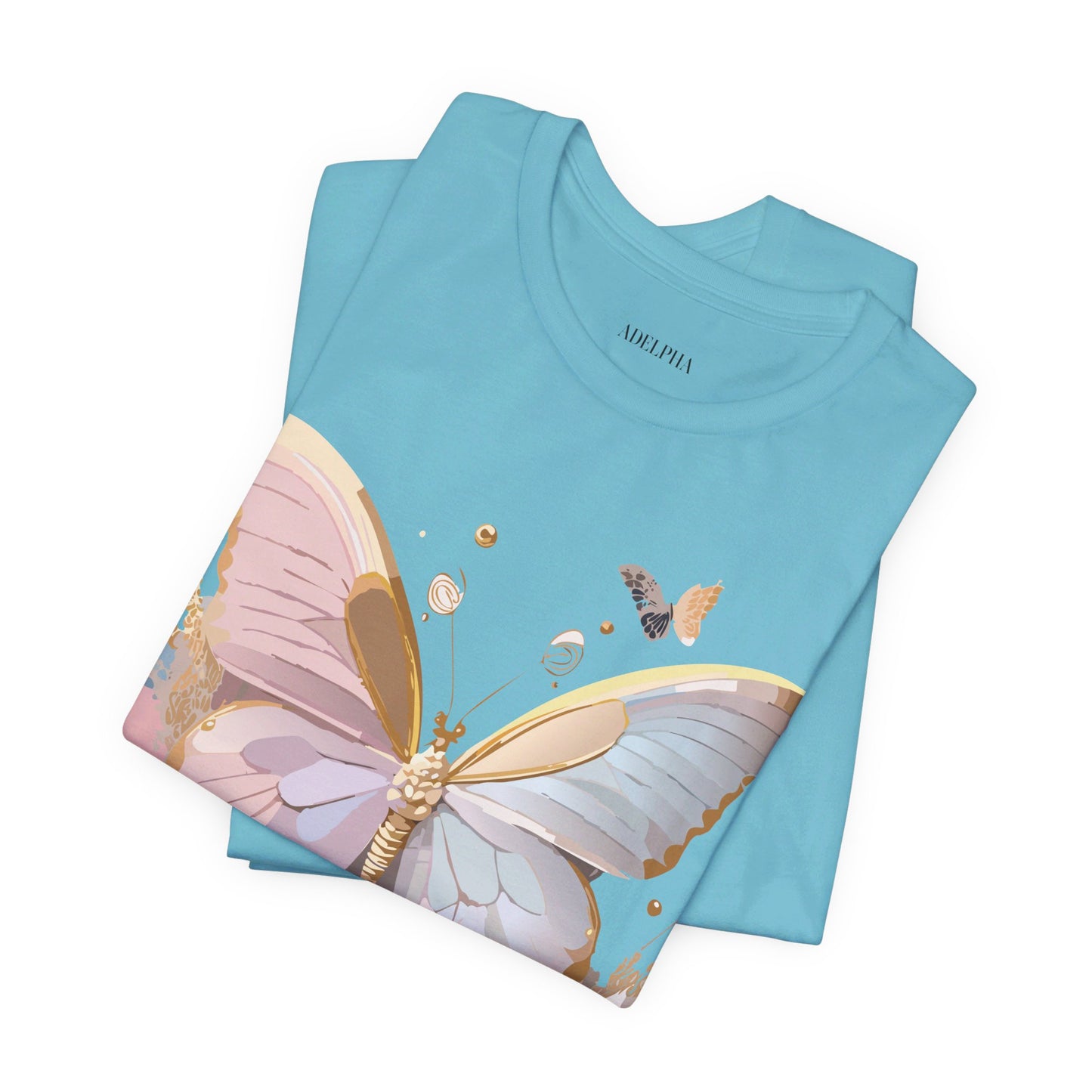 Natural Cotton Tee Shirt with Butterfly