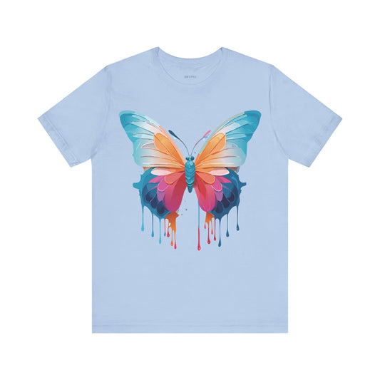 Natural Cotton Tee Shirt with Butterfly