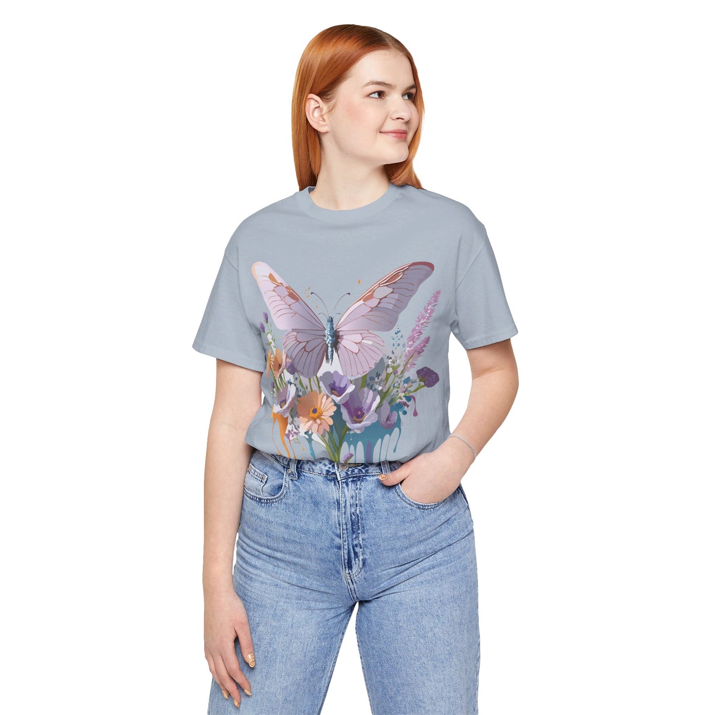 T-Shirt aus natürlicher Baumwolle mit Schmetterling