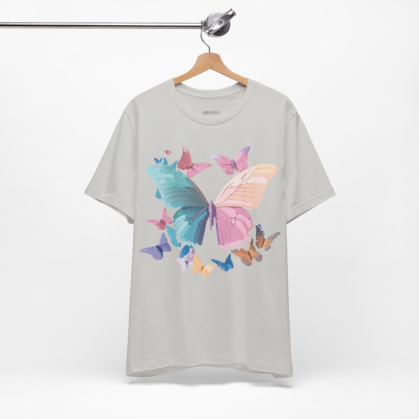 Natural Cotton Tee Shirt with Butterfly