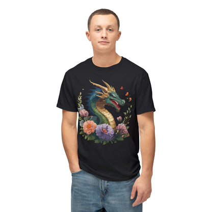 Dragon Art Design Shirt Unisex Cotton T Shirt Floral Print Tee