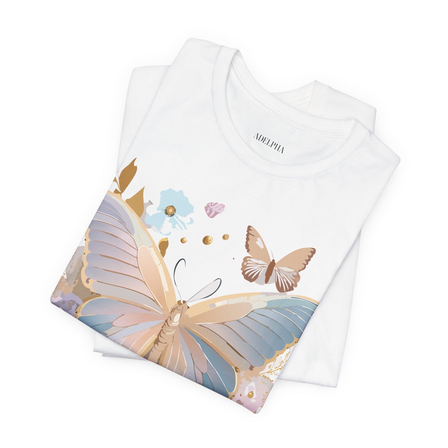 Natural Cotton Tee Shirt with Butterfly