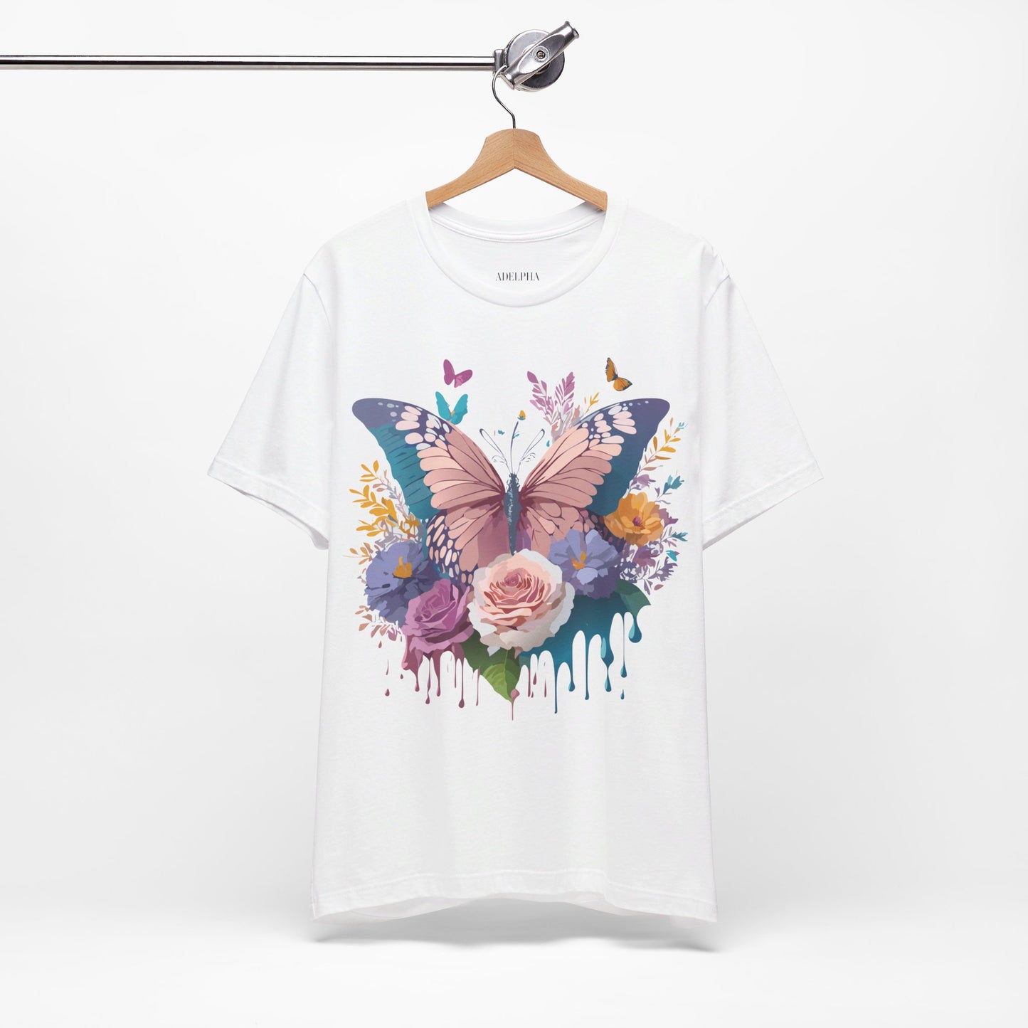 Natural Cotton Tee Shirt with Butterfly