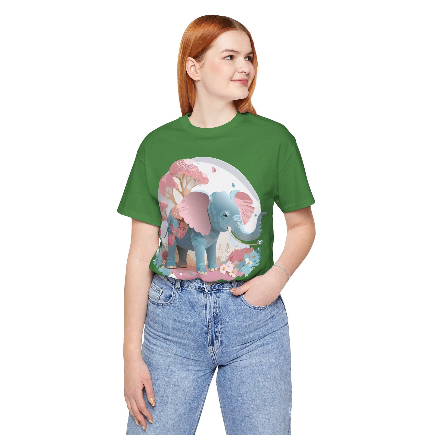 Natural Cotton Tee Shirt with Elephant