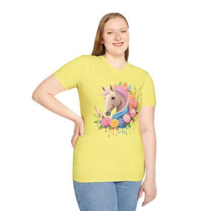 Unisex Horse Shirt Soft Cotton Tee With Animal Artwork Gildan Softstyle
