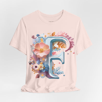 Natural Cotton Tee Shirt - Letters Collection - F Printify