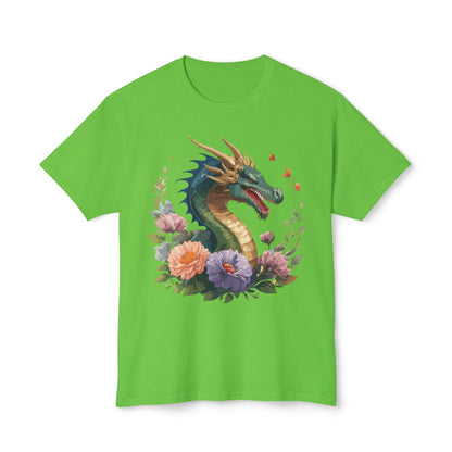 Dragon Art Design Shirt Unisex Cotton T Shirt Floral Print Tee