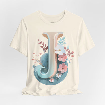 Natural Cotton Tee Shirt - Letters Collection - J Printify