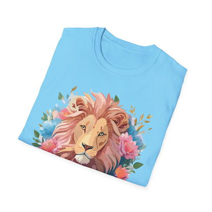 Lion Shirt Unisex Floral Lion Tee 100 Percent Cotton Softstyle Gildan 64000
