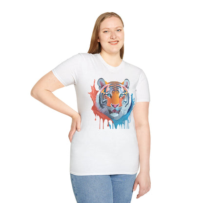 Unisex Tiger Tee Gildan Softstyle Animal Print Shirt Ring Spun Cotton