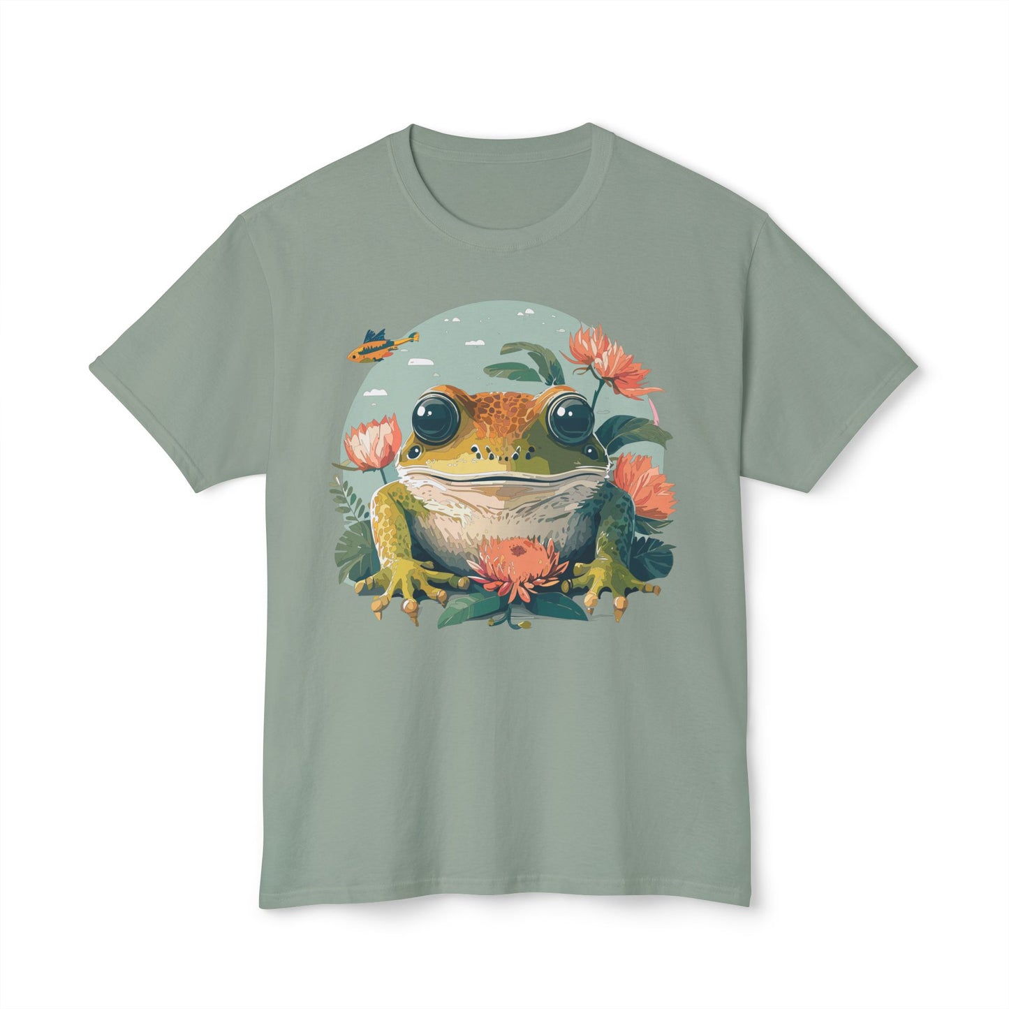 Frog T-Shirt, Vintage Frog Tee, Floral Tees, Frog Art Design Shirt, Tee Shirt with Frog 1