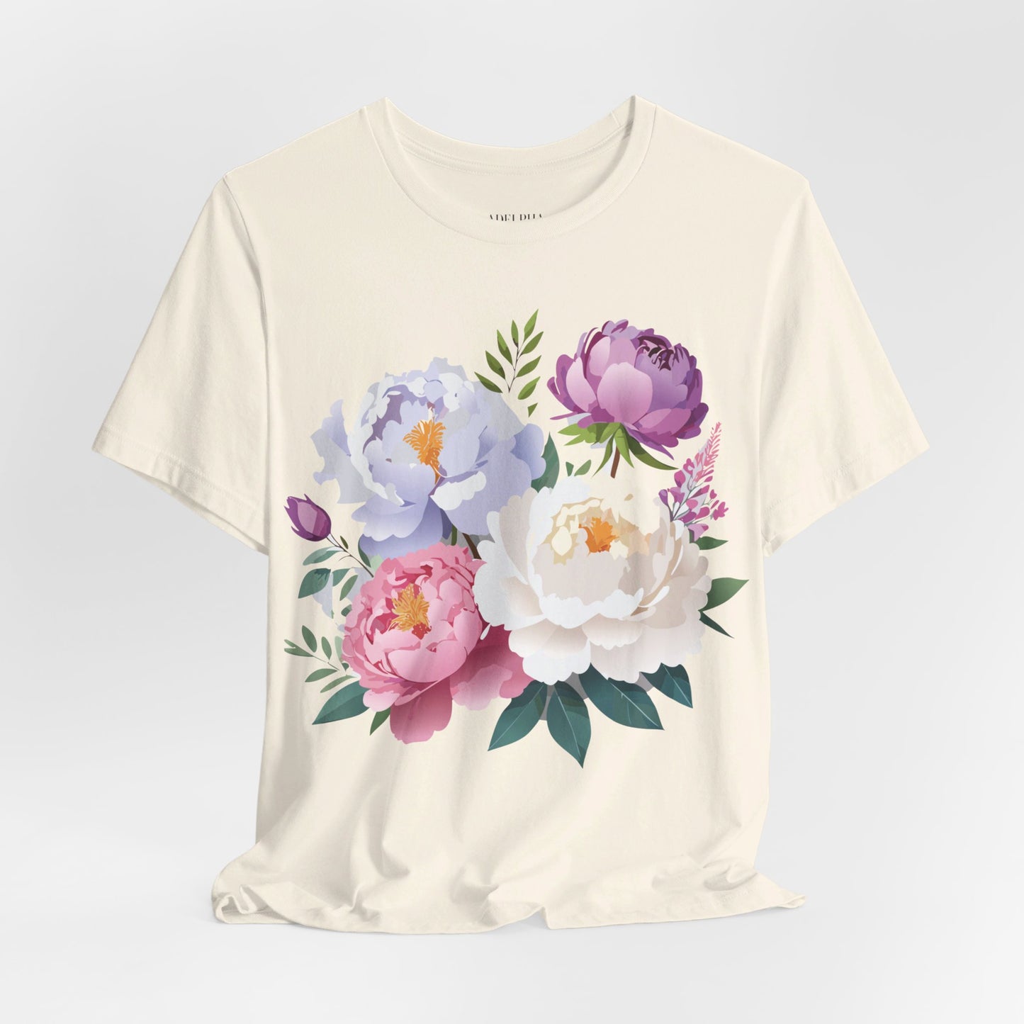 T-shirt en coton naturel avec fleurs