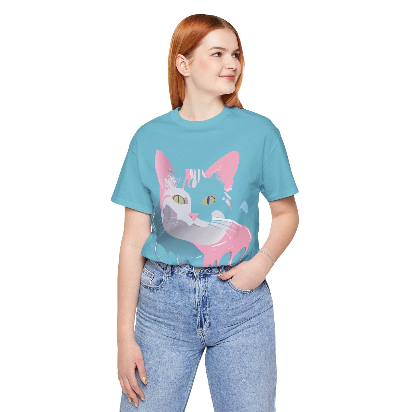 Natural Cotton Tee Shirt with Cat